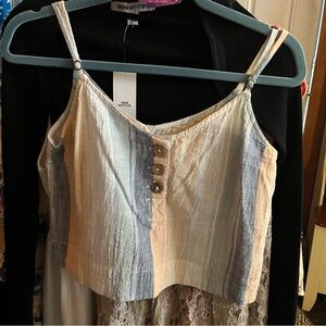 Rip Curl Pastel Stripe Cropped Camisole in Cream, Gray, Peach